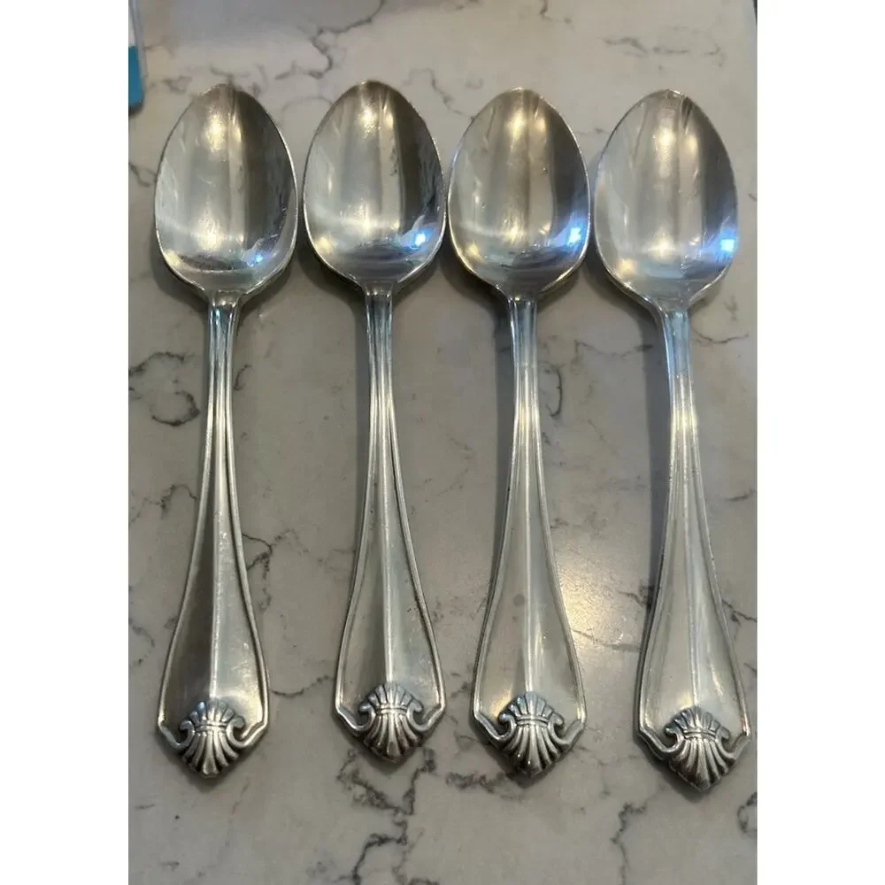 Vtg Rogers Oneida 1811 King James Silverplate Teaspoon Set of‎ 4 Flatware